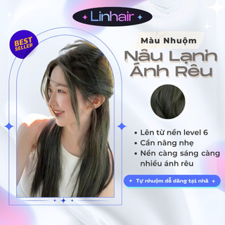 Màu nhuộm tóc NÂU LẠNH ÁNH RÊU tặng kèm oxy, dụng cụ nhuộm tóc và hấp collagen phục hồi Linhair