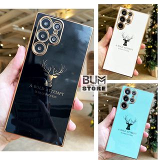 Ốp lưng samsung galaxy note 20 ultra / note 20 / note 10 plus deer bóng viền vàng
