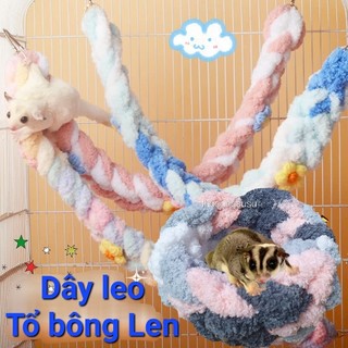Đồ chơi Dây leo, Tổ bông bằng Len cho Sóc, Hamster, Quả Cầu Cỏ Timothy