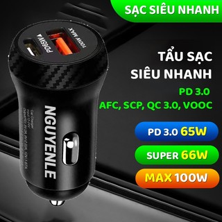 Tẩu sạc nhanh 65W Max 100W 48W PD 30W Super SCP, Tẩu sạc tàn hình nhỏ họn nhanh 38W 45W 2024