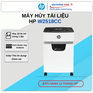 Máy hủy tài liệu HP W2518CC: Hủy 18 tờ/ lần - Giấy/Ghim/Thẻ - Mới 100% Chính hãng bảo hành 12 tháng