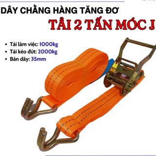 [Dây Xịn Có Dạ Quang] Dây chằng hàng tăng đơ bản 35mm móc J tải 2 tấn - Dây chằng hàng xe máy loại Dạ quang bền chắc
