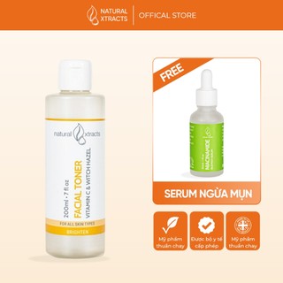 Toner dưỡng ẩm làm sáng da chiết xuất cây phỉ natural xtracts vitamin c&witch hazel facial 200ml