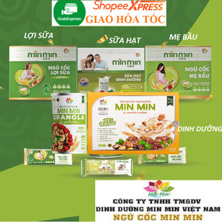 Ngũ Cốc Lợi Sữa Min Min, ngũ cốc Bầu 1kg (2 hộp)  Vị Hạt Kết Hợp Nano Curcumin Làm Đẹp Da,Giữ Dáng Cho Mẹ Sau Sinh