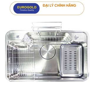 Chậu rửa bát 1 hố 💥 FREESHIP 💥 Bồn chậu rửa 1 hố kèm chậu con Eurogold EUD88050