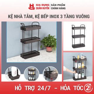 Kệ nhà tắm, kệ bếp inox 3 tầng vuông I Kệ 3 tầng để đồ đa chức năng
