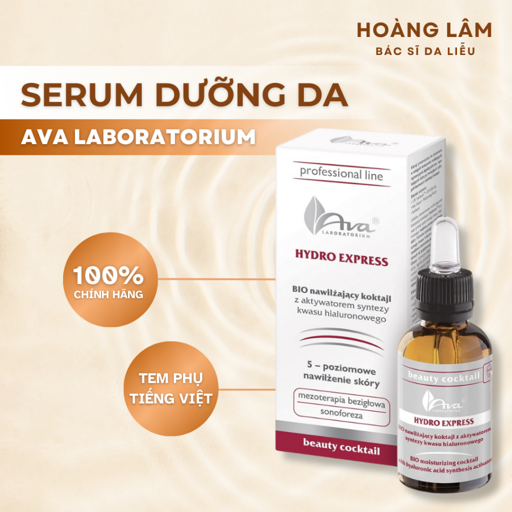 Serum Dưỡng Ẩm Phục Hồi Ava Hydro Express, Phục hồi da sau tái tạo, làm dịu, giảm kích ứng - Dr.Hoàn