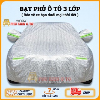Bạt phủ xe ô tô tráng nhôm 3 lớp cao cấp, có phản quang, chống nóng, chống nước, có khóa kéo cánh cửa
