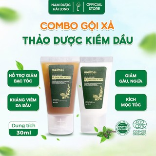 Combo dầu gội và xả thảo dược Meimei kiềm dầu: sả, chanh, gừng, hà thủ ô 30ml