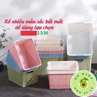 Rổ đan mây đựng đồ đa năng 3 size nhựa việt nhật , giỏ đựng quần áo
