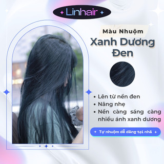 Màu nhuộm tóc XANH DƯƠNG ĐEN tặng kèm oxy, dụng cụ nhuộm tóc và hấp collagen phục hồi Linhair