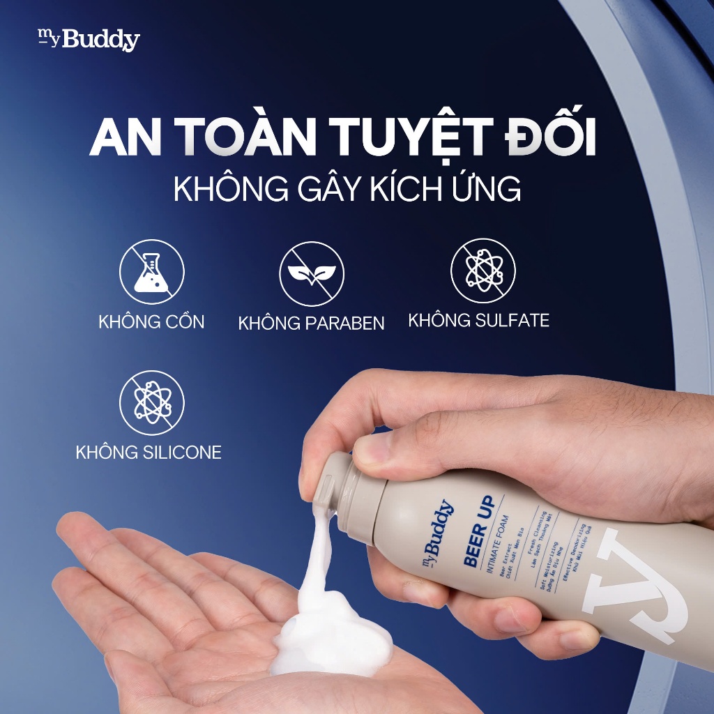 [Mua 1 Tặng 1] Bọt Vệ Sinh Nam Men Bia myBuddy Kháng Khuẩn, Khử Mùi 24h, Dung Dịch Vệ Sinh Nam Dạng Bọt myBuddy 150ml