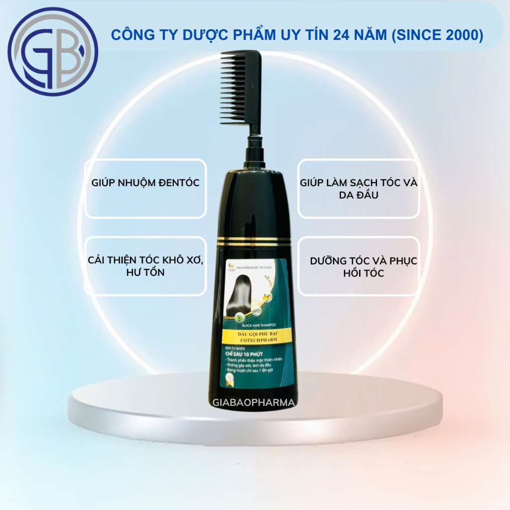 Dầu gội phủ bạc cotechpharm hỗ trợ làm đen tóc