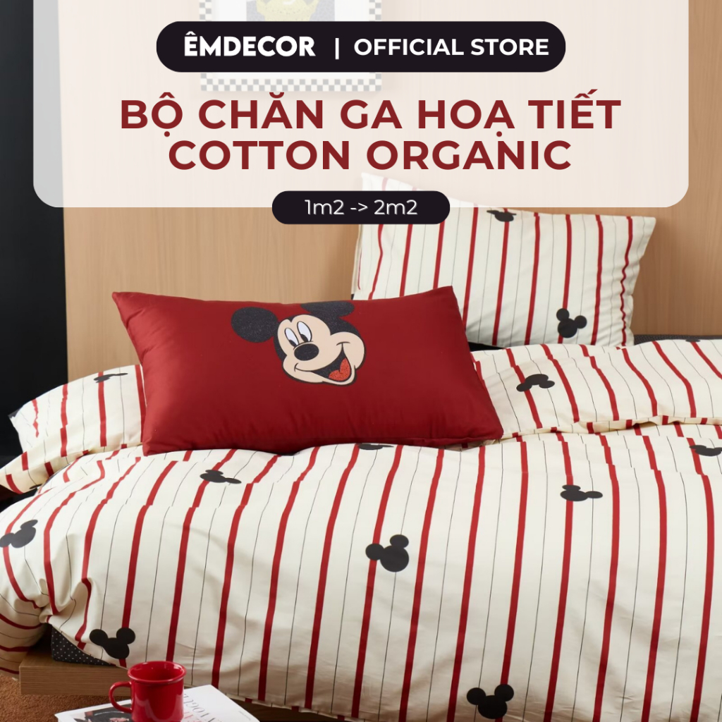  Bộ chăn gối 4 món Êmdecor Cotton Organic 100% cao cấp hoạ tiết Hiện Đại 