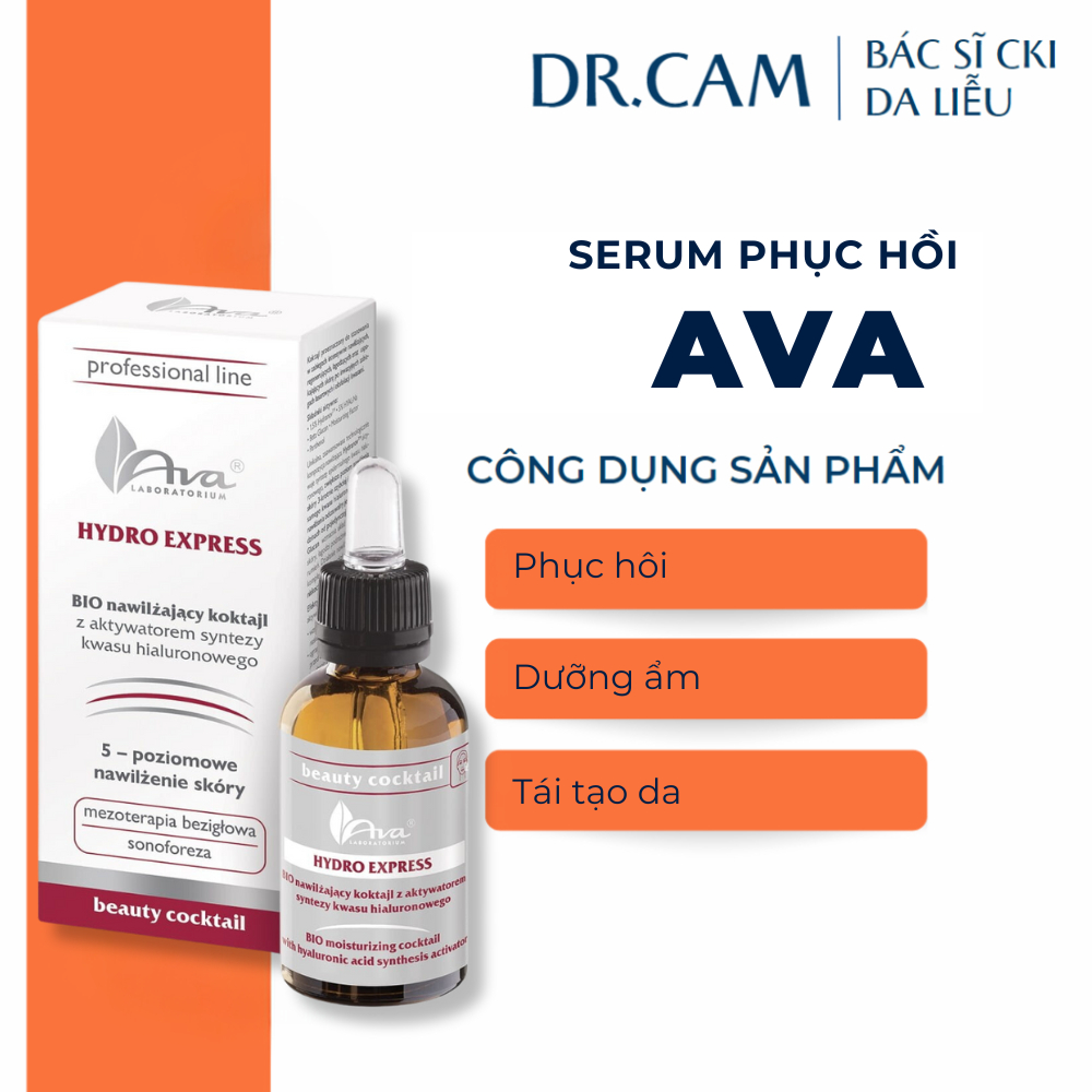 Serum Dưỡng Ẩm Phục Hồi Ava Hydro Express, Phục hồi da sau tái tạo, làm dịu, giảm kích ứng - Dr.Cam
