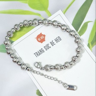 Lắc tay bi inox trái châu màu bạc BH324 không đen không gỉ