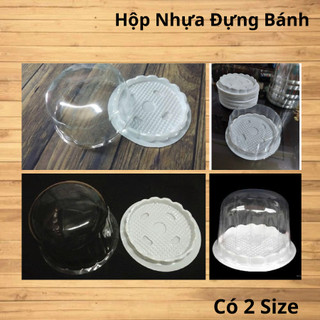 Combo 20 Hộp Nhựa 12cm Trắng Nắp Trong Đựng Xôi, Bánh Trung Thu Nướng, Bánh Dẻo, Bánh Rau Câu