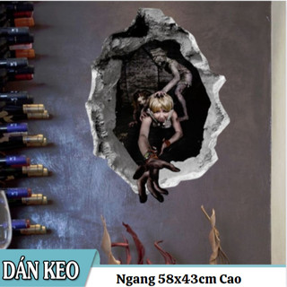 Decal trang trí tường - Tranh 3D lễ hội Halloween