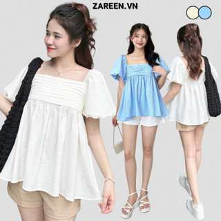 ZAREEN | ÁO BABYDOLL XẾP LY NGỰC TAY PHỒNG ZAREEN VOA118 KEM