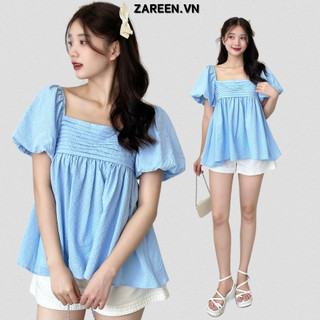ZAREEN | ÁO BABYDOLL XẾP LY NGỰC TAY PHỒNG ZAREEN VOA118 - ĐEN