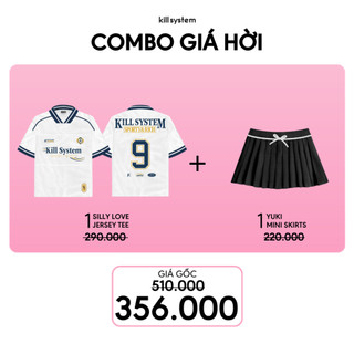 [SET 2 MÓN] 1 Áo Jersey Silly Love 9 Xanh + 1 Chân váy Yuki Đen dáng ngắn Kill System