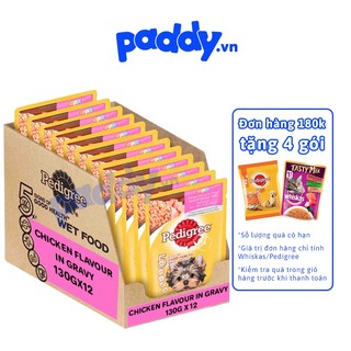 [Hộp 12 gói] Pate Pedigree Cho Chó Con Vị Gà Nấu Sốt 130g