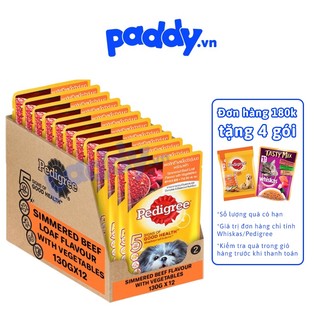 [Hộp 12 gói] Pate Pedigree Cho Chó Lớn Vị Bò Rau Củ 130g