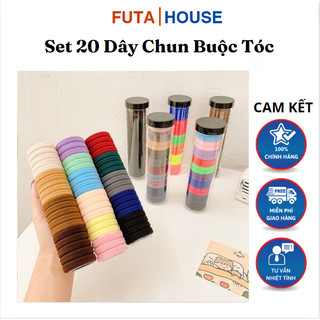 Sét 20 dây chun buộc tóc siêu xinh chun vải buộc tóc xinh xắn có hộp