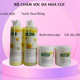 Bộ chăm sóc da mặt cơ bản hoa cúc (Sữa rửa mặt + Tẩy da chết + Kem massage + Nước hoa hồng)