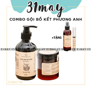 Combo cốt gội bồ kết phương anh - dầu gội xả bồ kết bưởi dừa phương anh cosmetic chính hãng