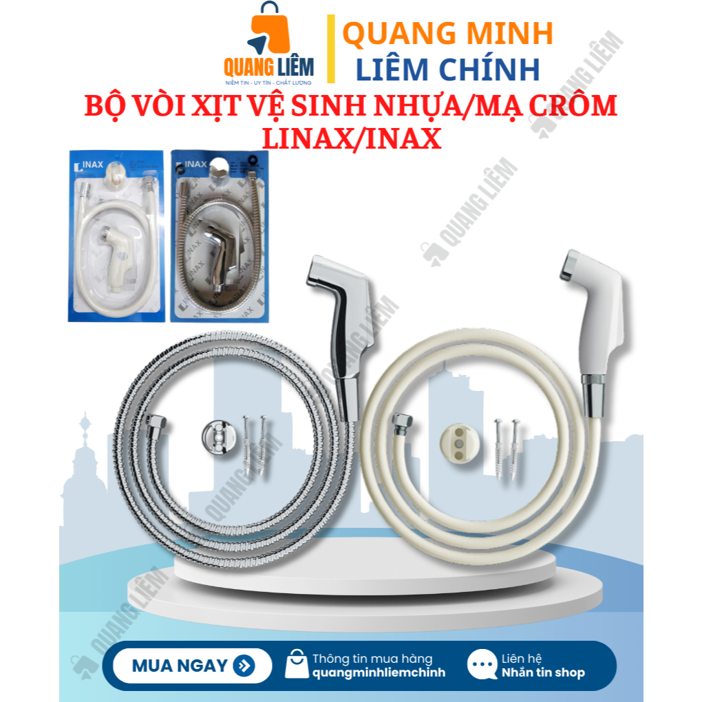 Vòi Xịt Vệ Sinh, Bộ Vòi Xịt Vệ Sinh Nhựa/Mạ Crôm Linax/Inax (Đầu vòi xịt + Dây xịt) - Phân phối chín