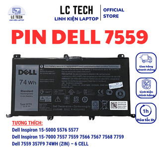 Pin laptop DELL Inspiron 15 5000 5576 5577, 15 7000 7557 7559 7566 7567 7568 7759, 74WH 357F9 –357F9 (ZIN)–6CELL| BH 6Th