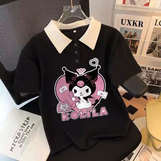 Áo Polo Bé Gái Fom Rộng In Họa Tiết Dễ Thương Vải Poly Cá Sấu Mềm Mịn Cho Bé 25-50kg