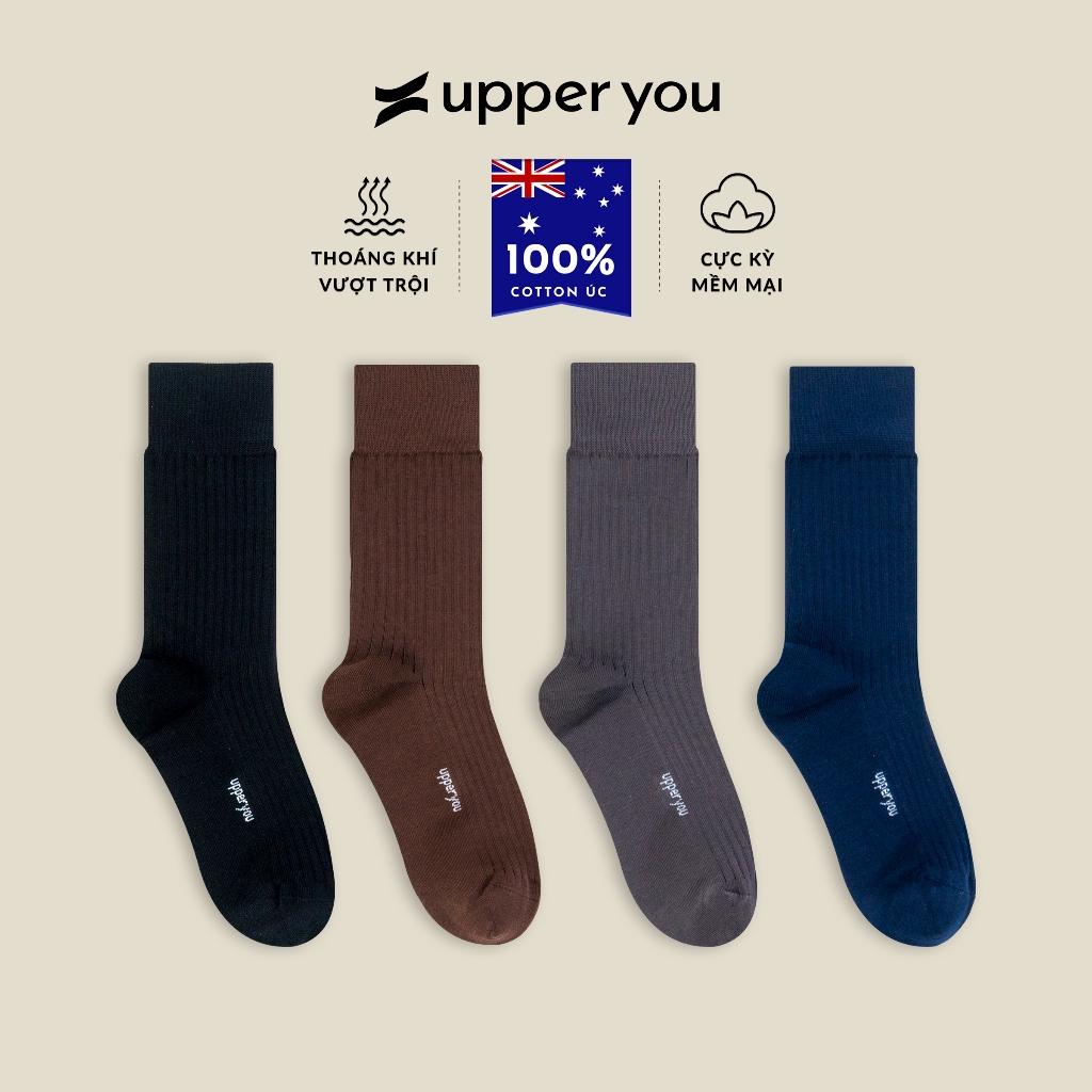 Tất Vớ Giày Tây Cao Cấp Cotton Úc UPPER YOU Signature Không Đường May Thoáng Mát Cho Dân Văn Phòng - SNM4001