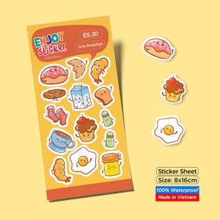 ES20 Cute Breakfast Enjoy sticker sheet hình dán chống thấm nước Made in Vietnam Sticker Factory