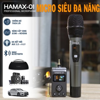 Micro Hamax 01 Đa Năng Không Dây – Micro Cao Cấp Kết Nối Mọi Loa Hãng Xe Hơi  Tích Hợp Bluetooth có vang reverb 