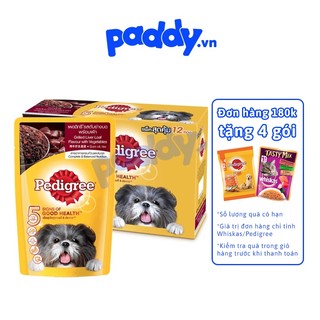 [Hộp 12 gói] Pate Pedigree Cho Chó Trưởng Thành - Gan & Rau 130g