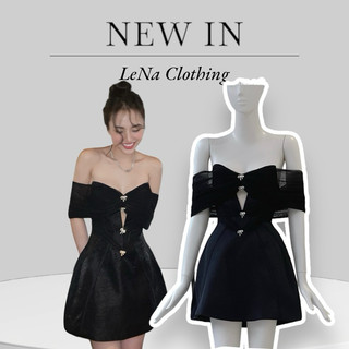 Đầm đi tiệc trễ vai LéNa phối lưới dập ly nơ đá sang chảnh ( Vải y hình ) MH5