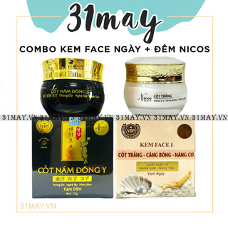 Combo kem face cốt nám đêm + kem face cốt trắng nikos beauty chính hãng 15g