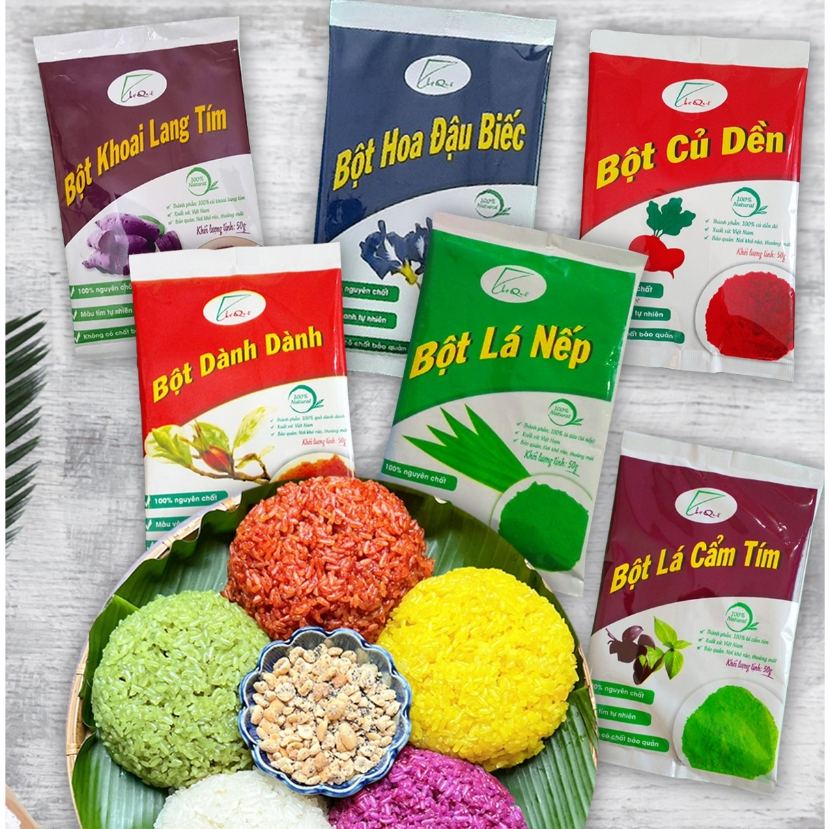 Bột rau củ quả bột tạo màu 100% tự nhiên tạo màu thực phẩm Bột lá nếp/Bột lá dứa/Gấc/Cẩm/Dành/Dền