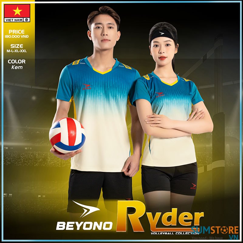 Bộ Đồ Bóng Chuyền Nam Nữ Beyono Ryder Màu Kem - Đồ Thể Thao Thoáng Mát , Co Giãn Tốt