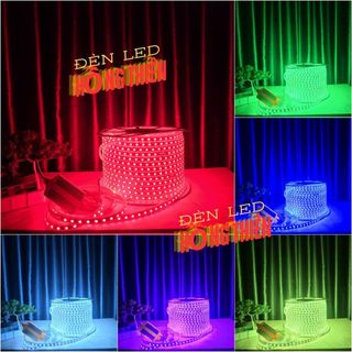 Combo dây led rgb chíp 5050 đổi 7 màu remote nguồn chỉnh 4 kim