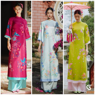 Áo dài cách tân nữ xéo xọ dáng xuông , chất liệu lụa vân mềm , in3d sắc nét siêu sang choảnh ✔️