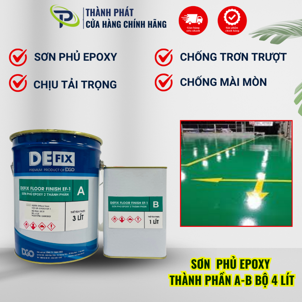 Sơn phủ EPOXY sàn bê tông, sàn nhà xưởng, cầu thang - Bộ 5kg