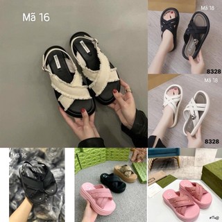 Dép xuồng quai chéo gc đế bánh mì - độn đế cao 7cm siêu hách dáng