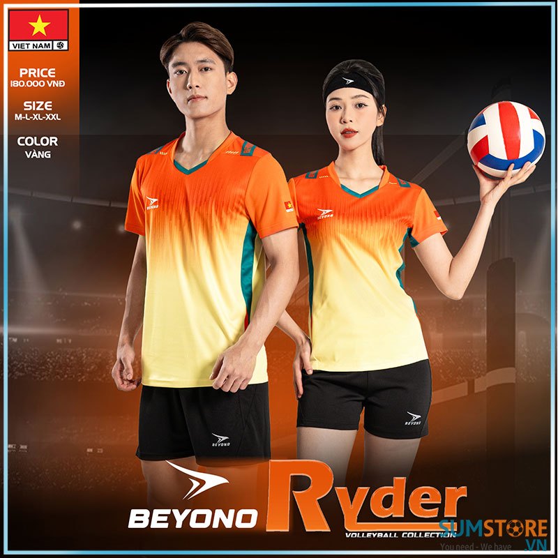 Bộ Đồ Bóng Chuyền Nam Nữ Beyono Ryder Màu Vàng - Đồ Thể Thao Thoáng Mát , Co Giãn Tốt