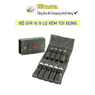 Bộ gia vị dã ngoại 9 lọ đựng kèm túi - bụi travel