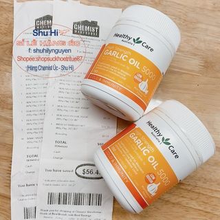 Viên uống tinh dầu tỏi hàm lượng cao healthy care high strength garlic oil 150 viên úc