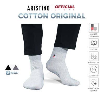 Tất, vớ nam cổ trung ARISTINO Bizmen 100% cotton tự nhiên FITFOMR 360 độ thoáng khí, khử mùi - CO01