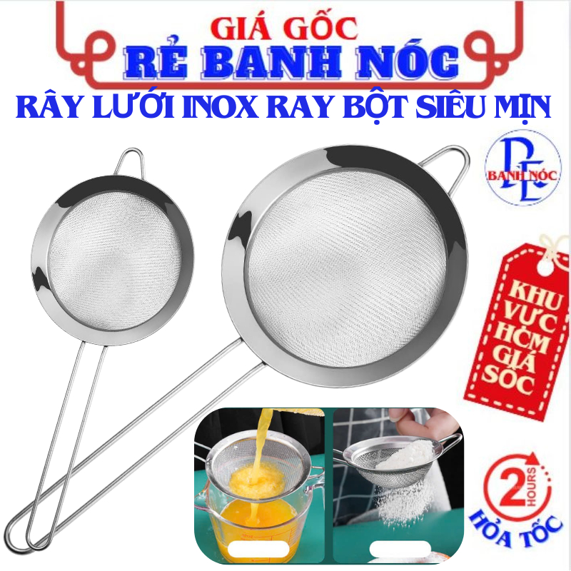 Ray Lọc Inox Cầm Tay, Ray Lọc Bột, Lọc Thức Ăn Siêu Mịn Chịu Nhiệt Cao Cấp , Muỗng Lưới Lọc Sữa Hạt